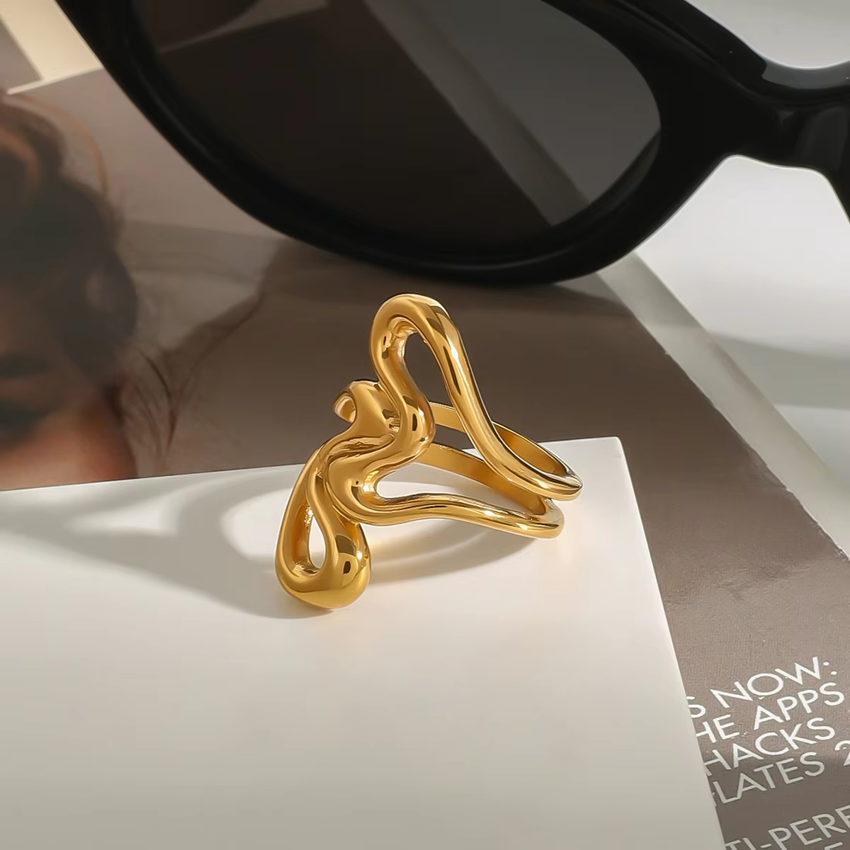 Corina Abstract Gold Ring