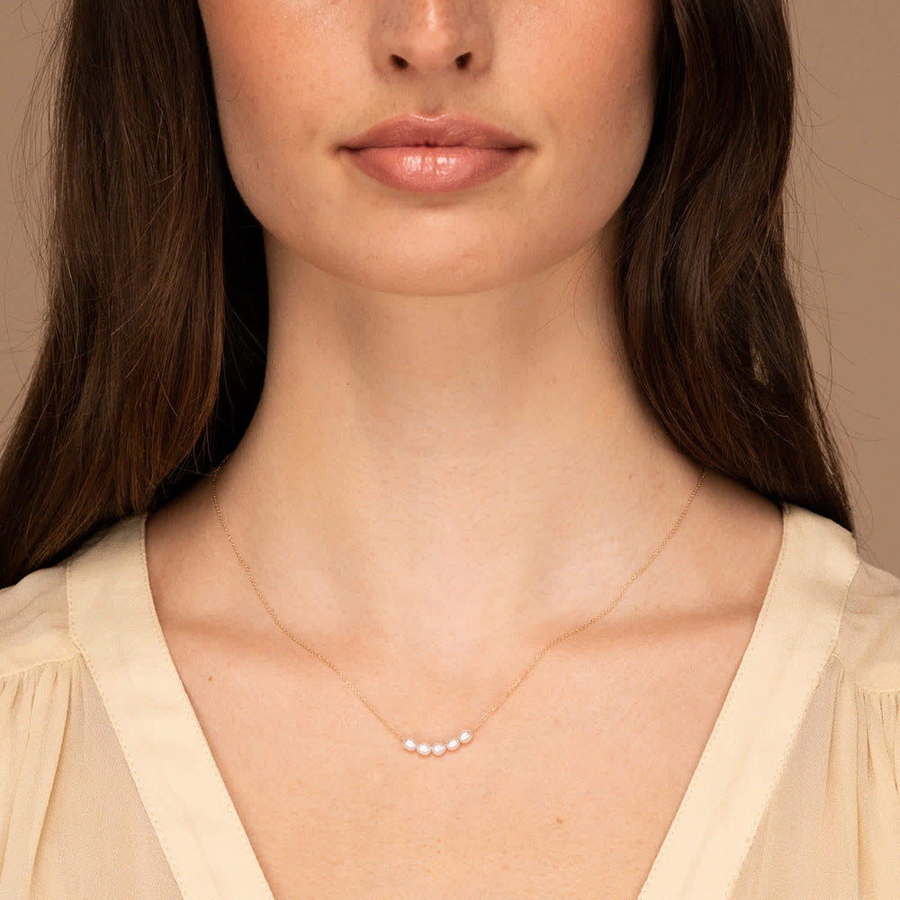 Elle Elegant Gold Pearl Necklace