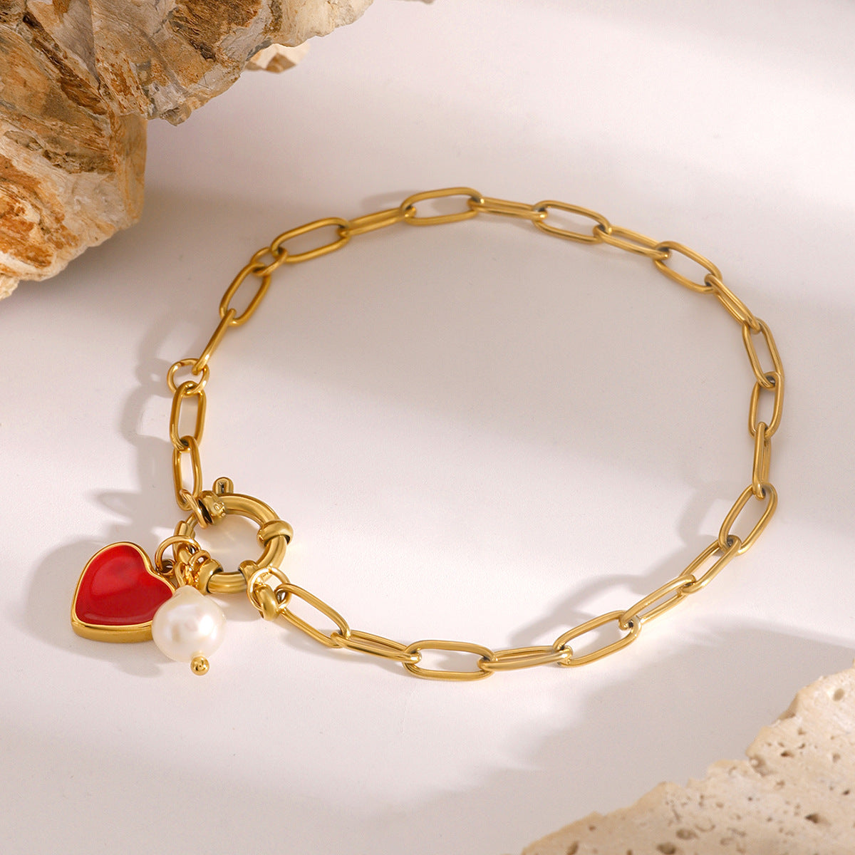 Nerissa Heart Necklace and Pearl Bracelet