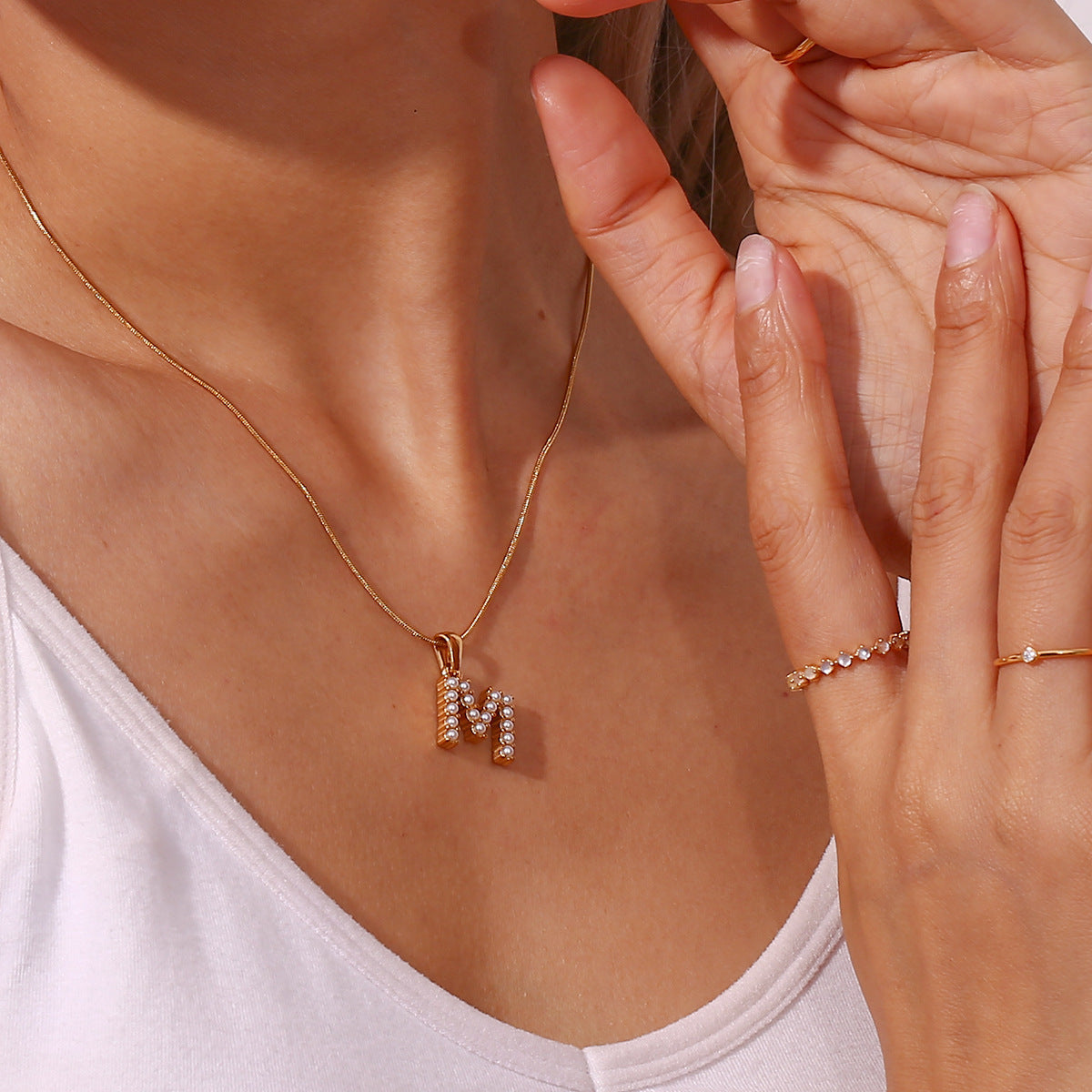 Initial Letter Pearl Necklace by Augustine