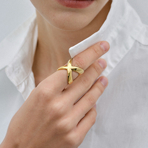 Gold Cross Ring by Carolyn