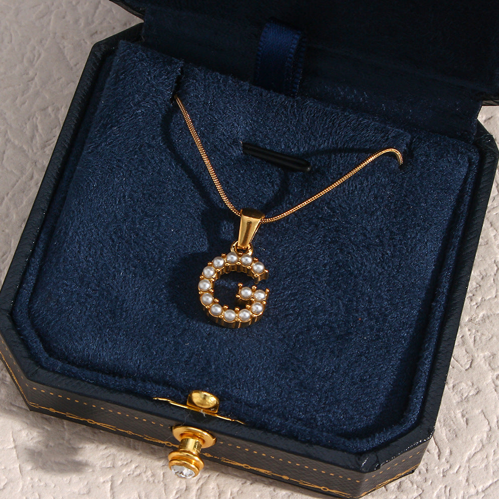Initial Letter Pearl Necklace by Augustine