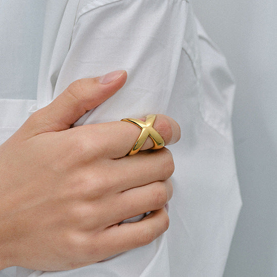 Gold Cross Ring by Carolyn