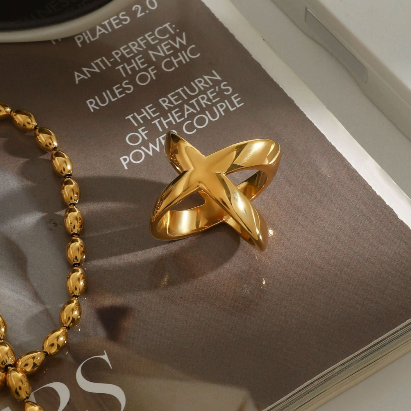 Gold Cross Ring by Carolyn