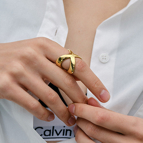 Gold Cross Ring by Carolyn