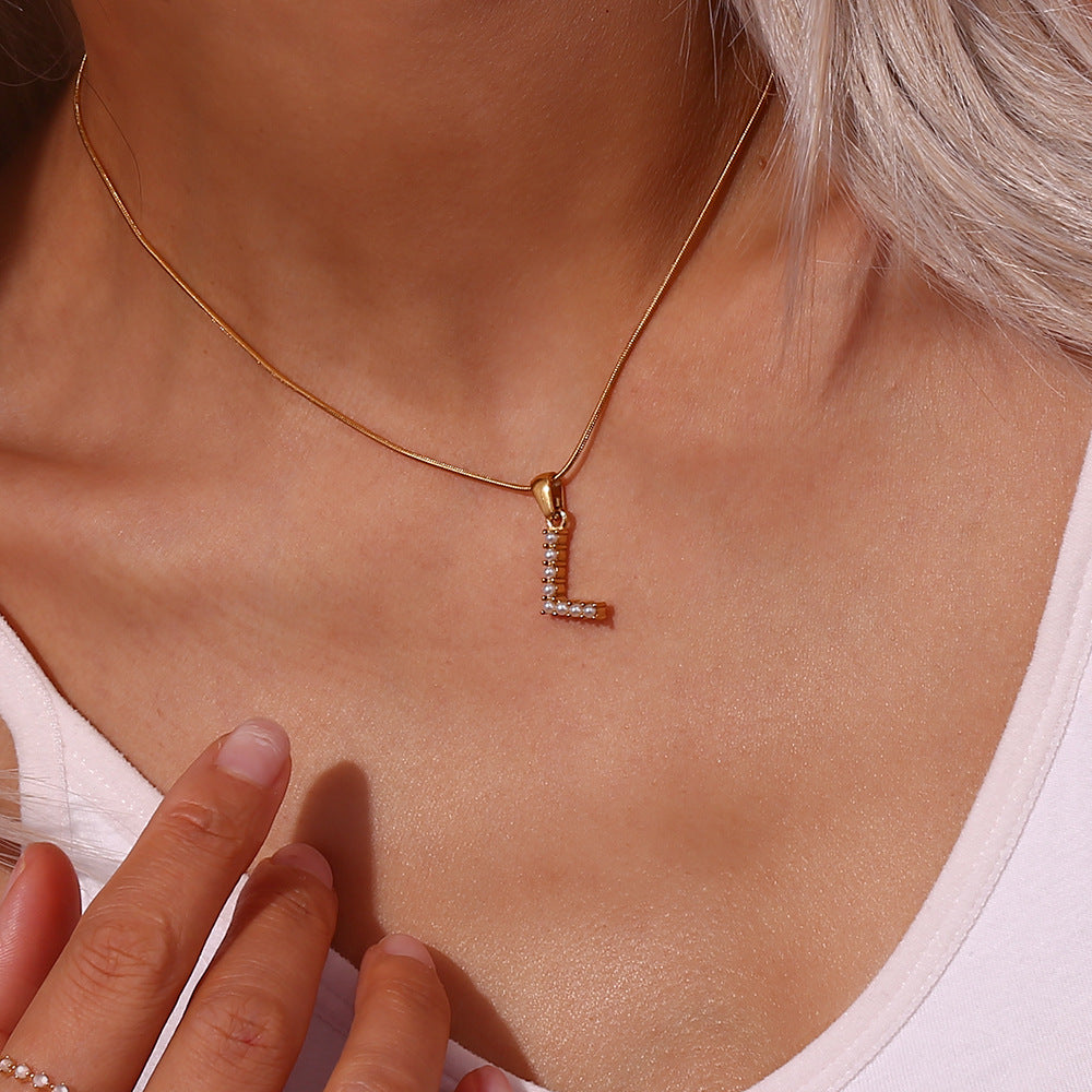 Initial Letter Pearl Necklace by Augustine