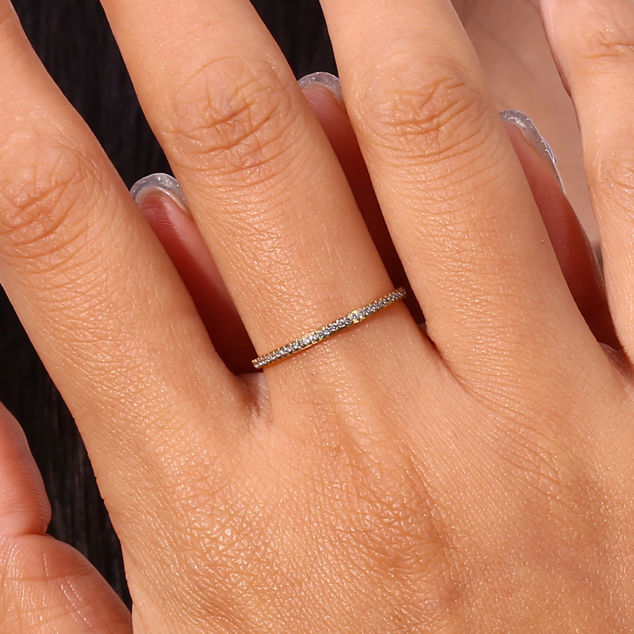 Zarra Gold Ring with Paved Design