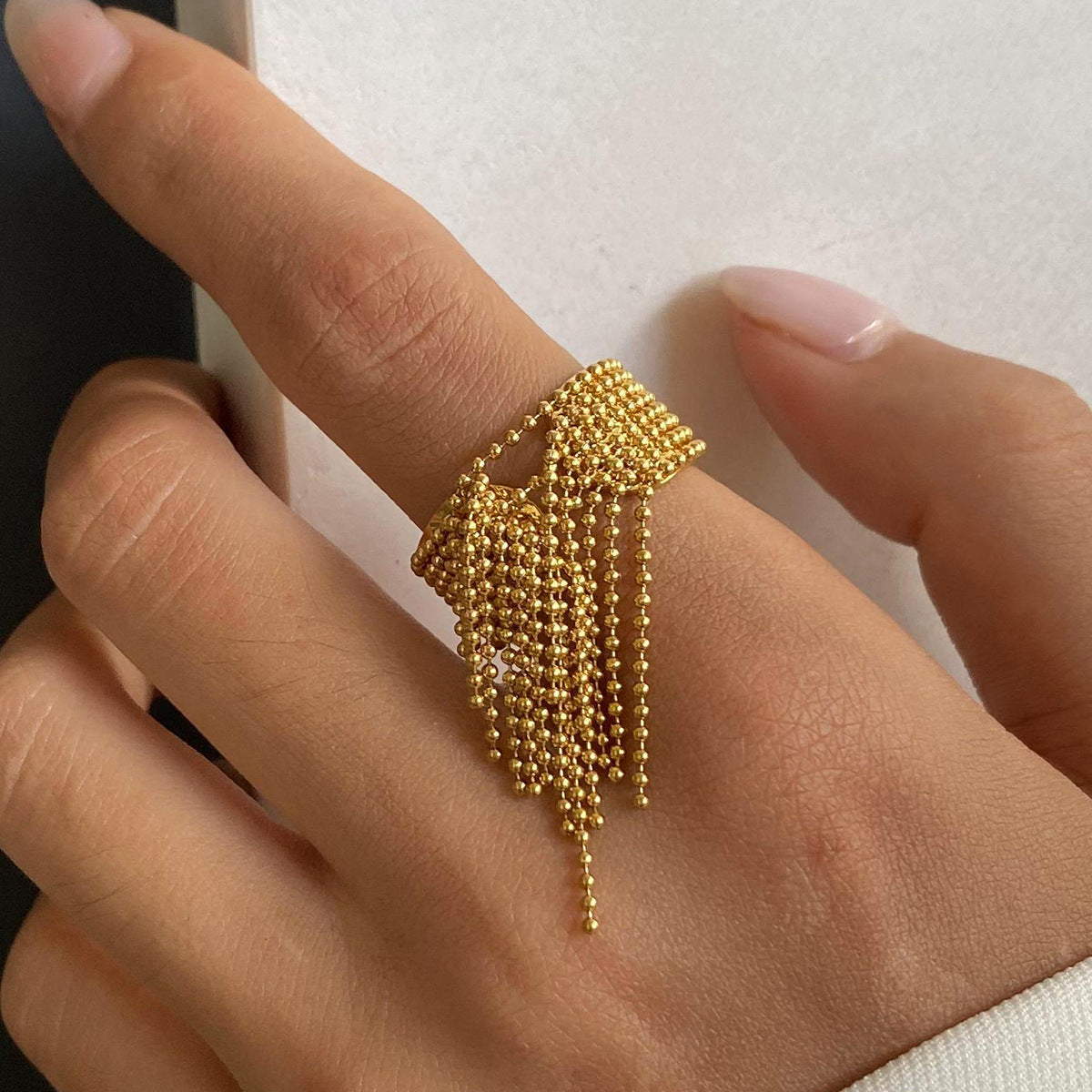 Krystelle Gull Fringe Ring