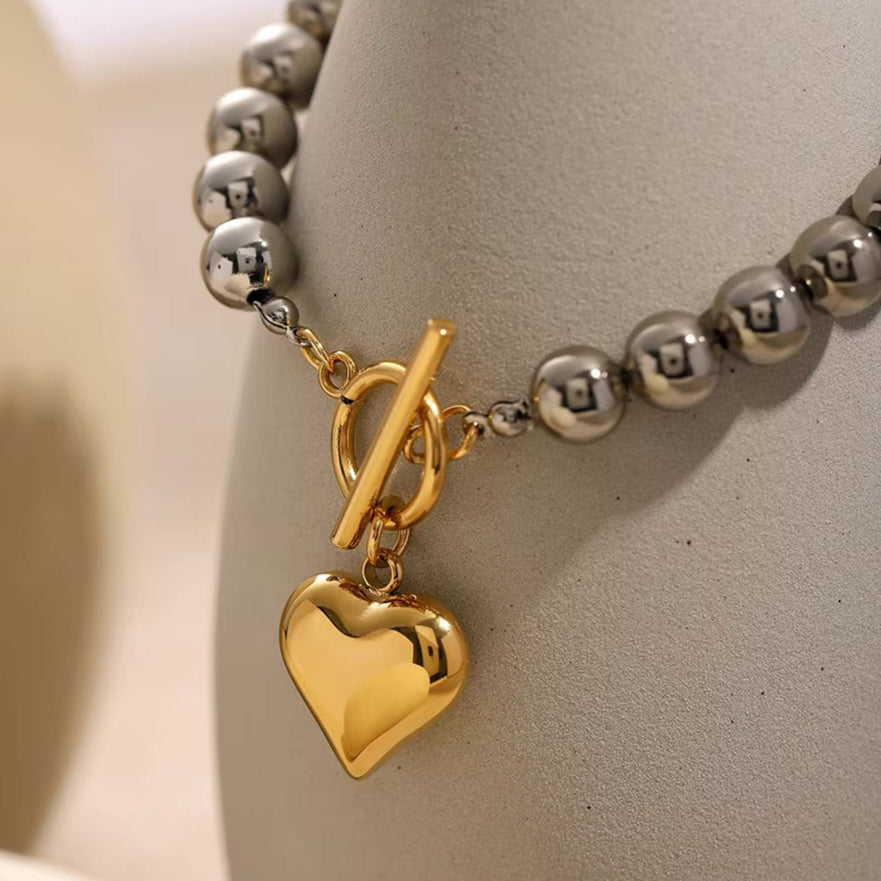 Alicia Chunky Pearl Heart Bracelet