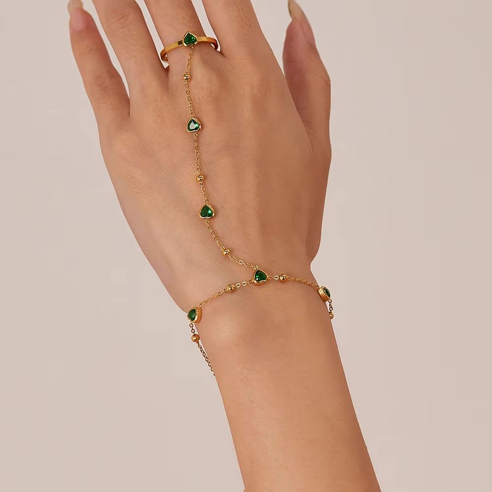 Gladys Emerald Heart Bracelet