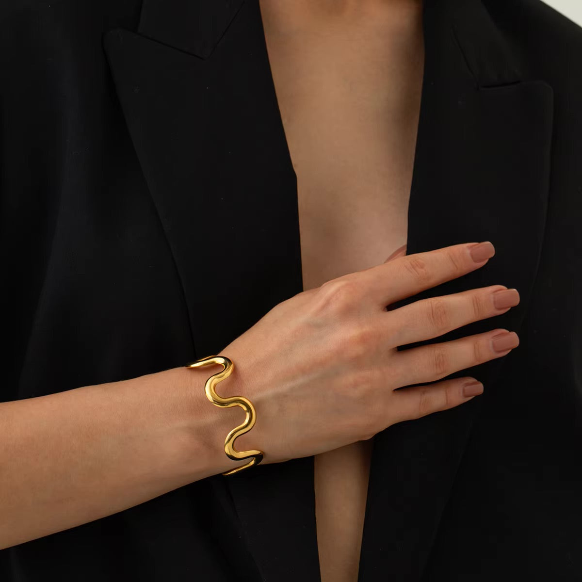 Twisted Gold Bangle by Senna