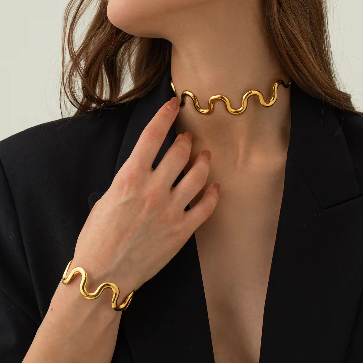 Twisted Gold Bangle by Senna