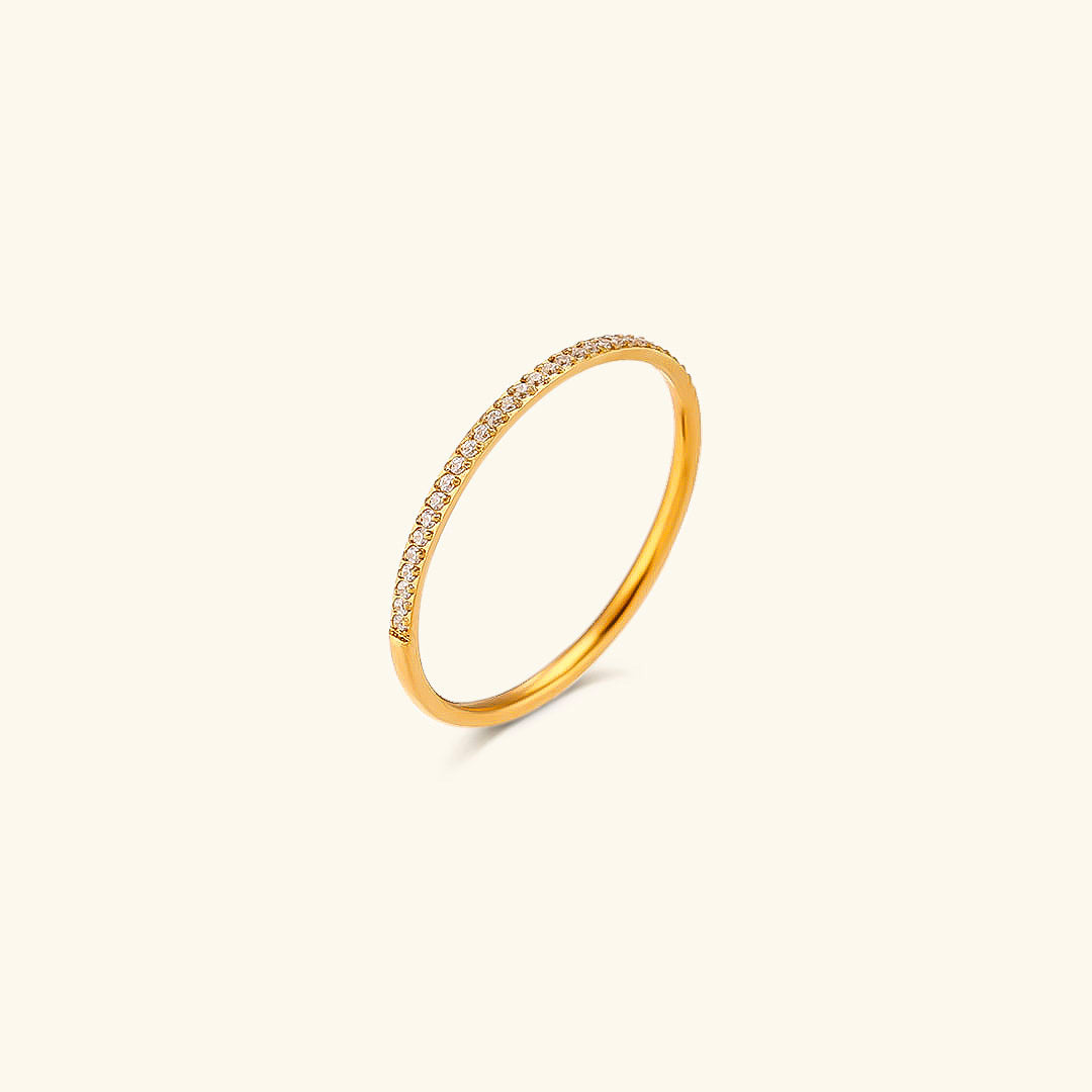 Zarra Gold Ring with Paved Design