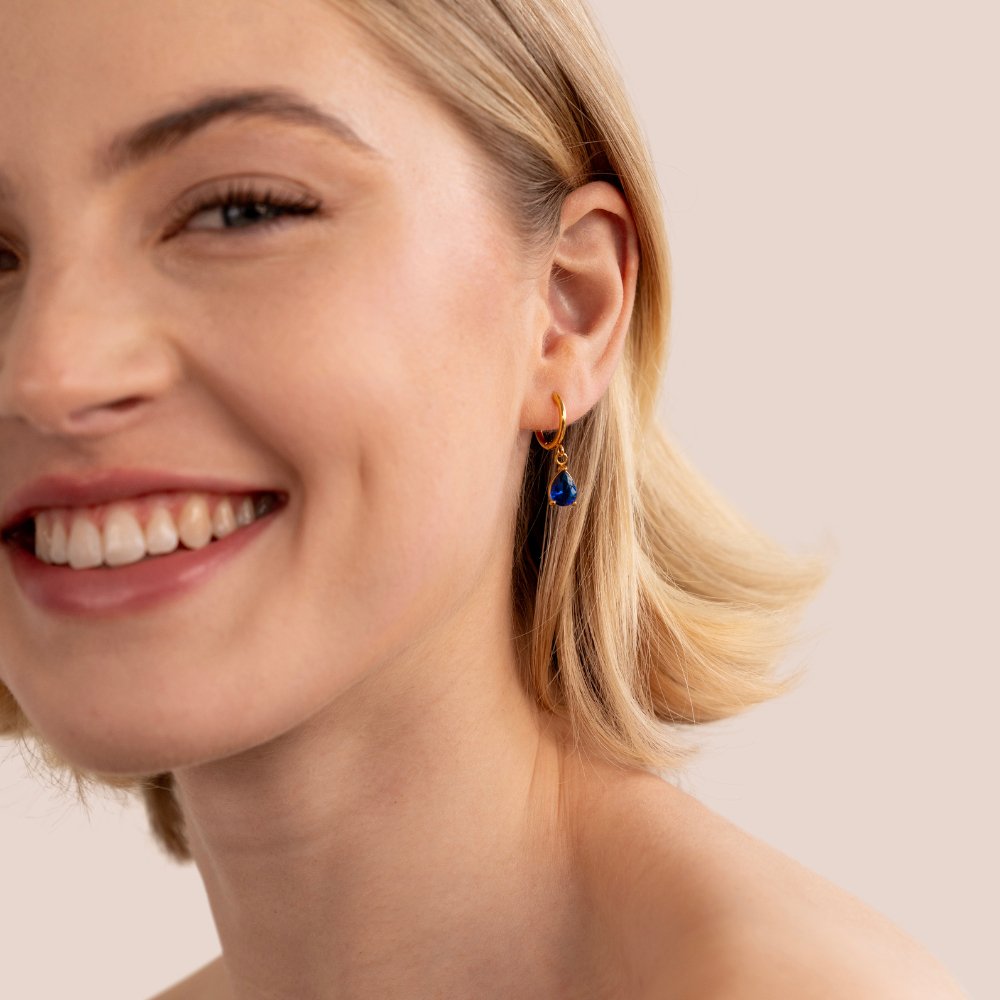 Blå Marina Krystall Dråpe Øredobber