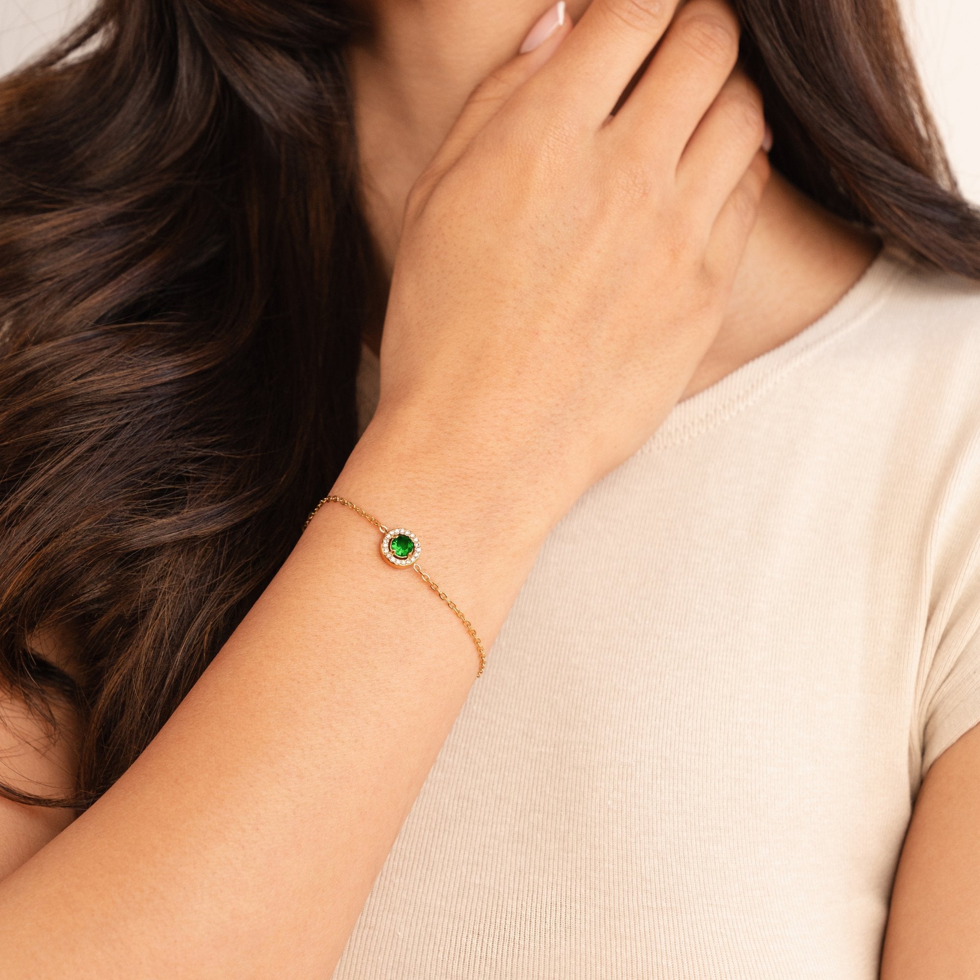 Grønn Smaragd Krystall Armbånd