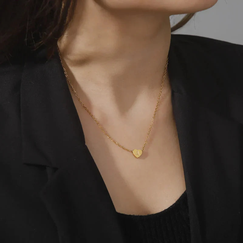Initial Heart Gold Necklace