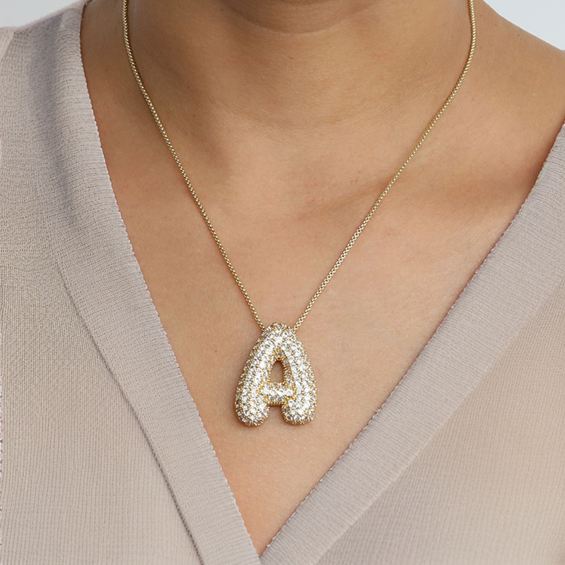 Boble Initial Diamond Necklace