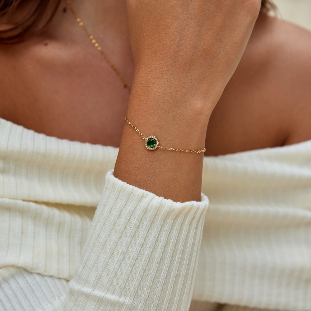 Grønn Smaragd Krystall Armbånd