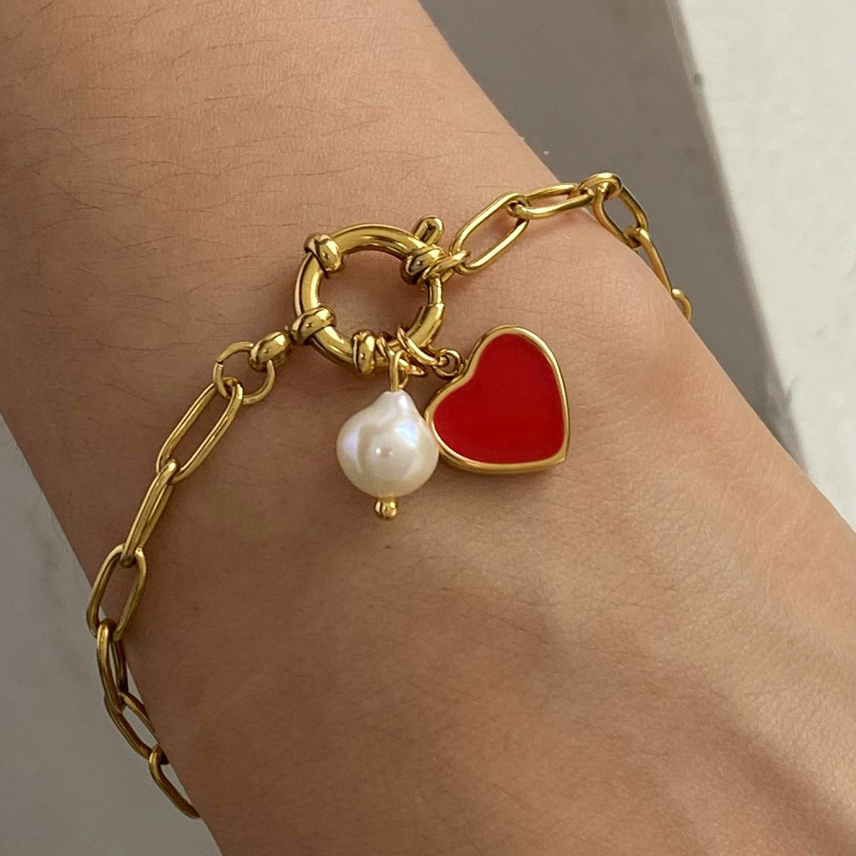 Nerissa Heart Necklace and Pearl Bracelet