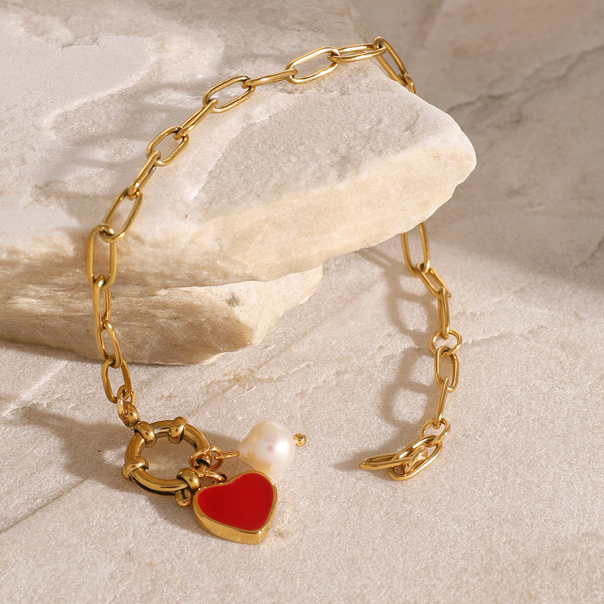 Nerissa Heart Necklace and Pearl Bracelet