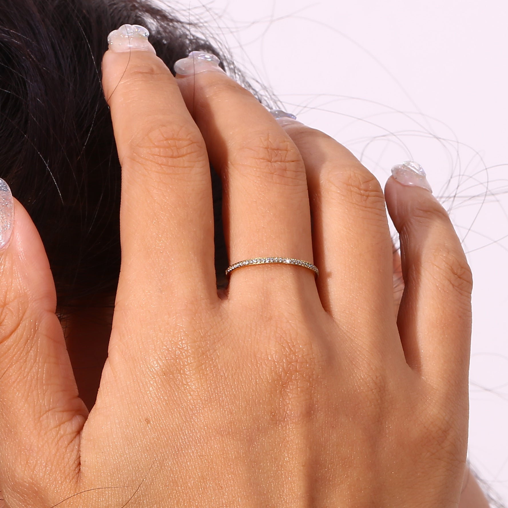 Zarra Gold Ring with Paved Design