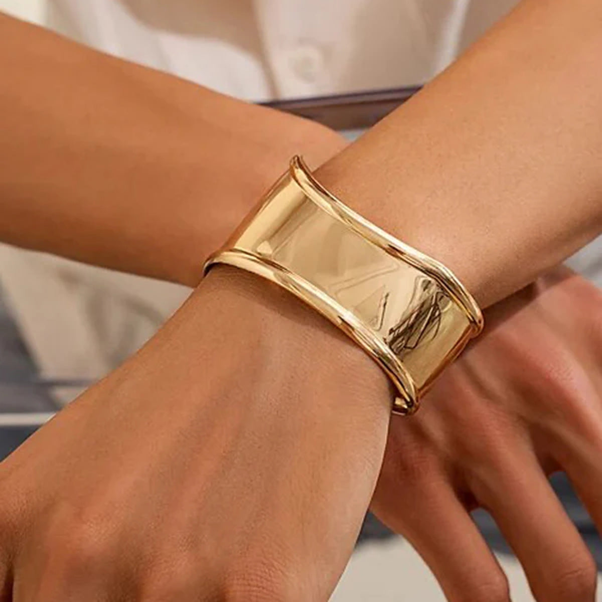 Nellie Sleek Gold Cuff Bracelet