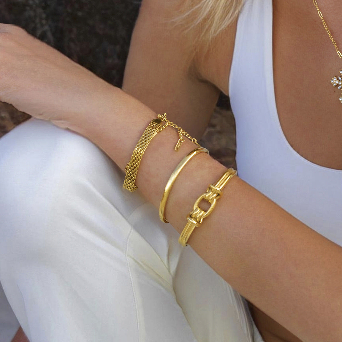 Gold Knot Bangle by Luce