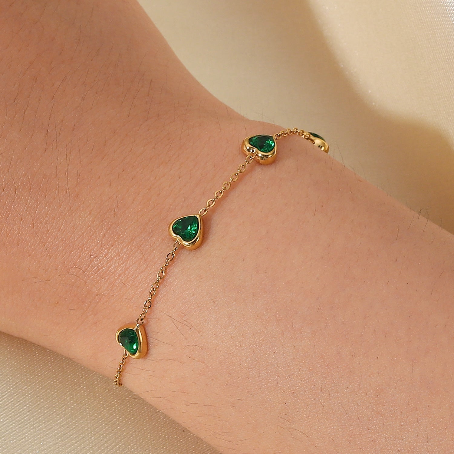 Fransk Stil Hjerteformet Armbånd i Grøn