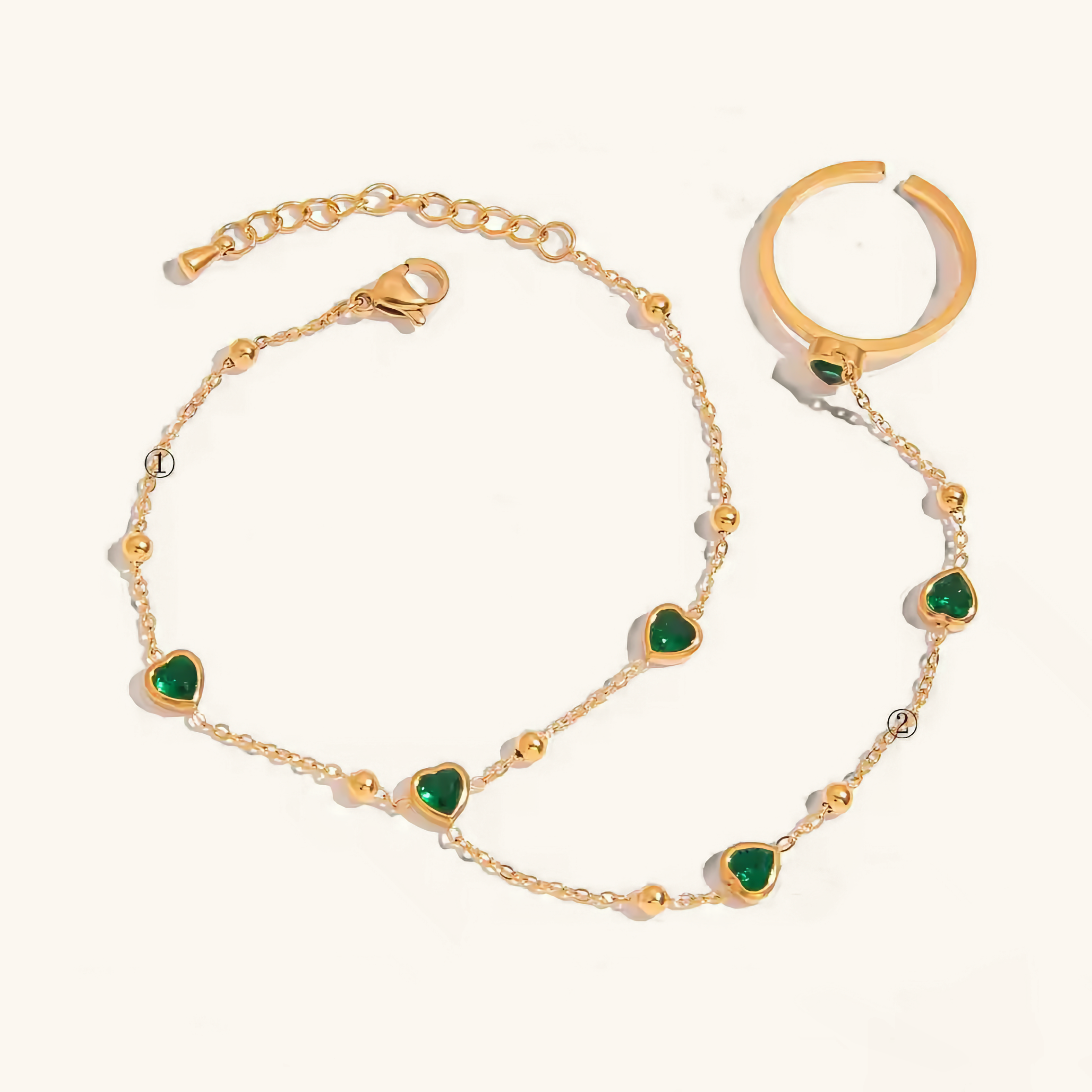 Gladys Emerald Heart Bracelet
