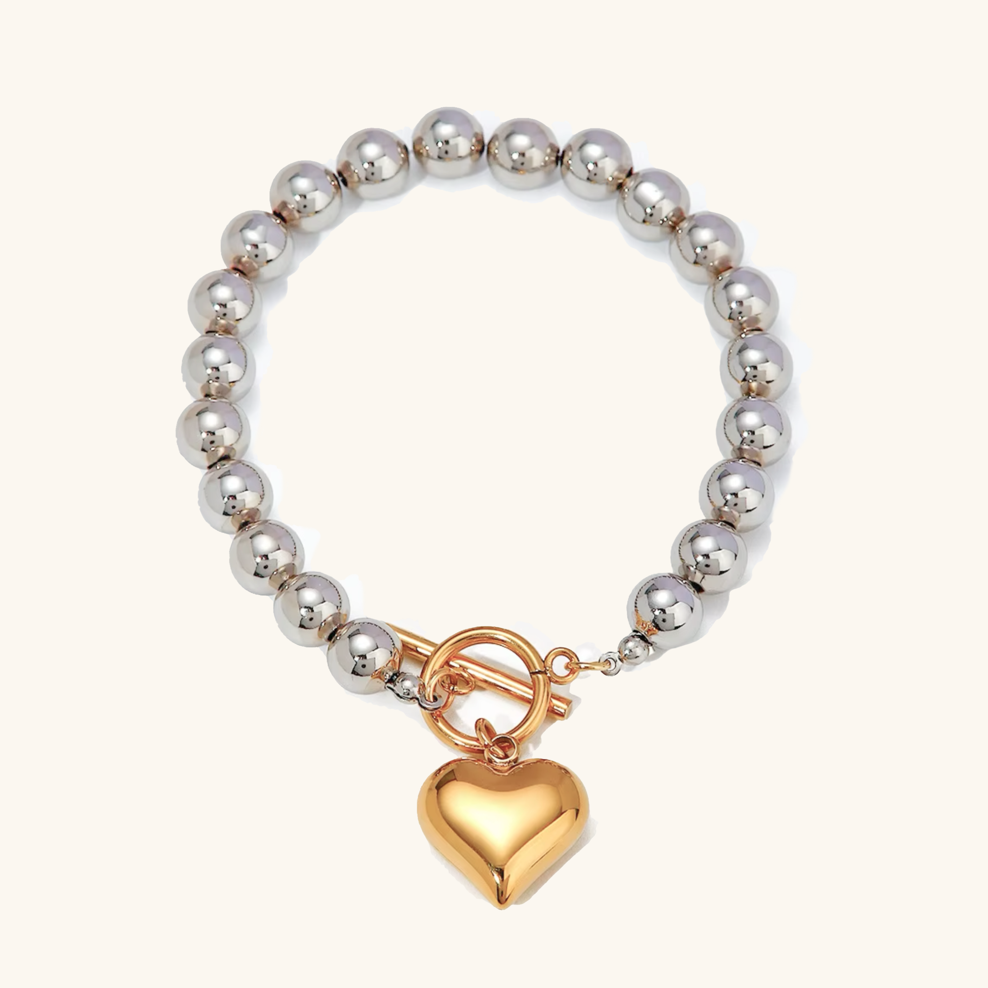 Alicia Chunky Pearl Heart Bracelet
