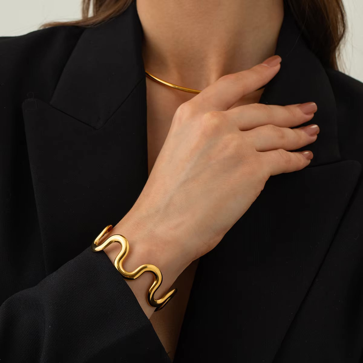 Twisted Gold Bangle by Senna