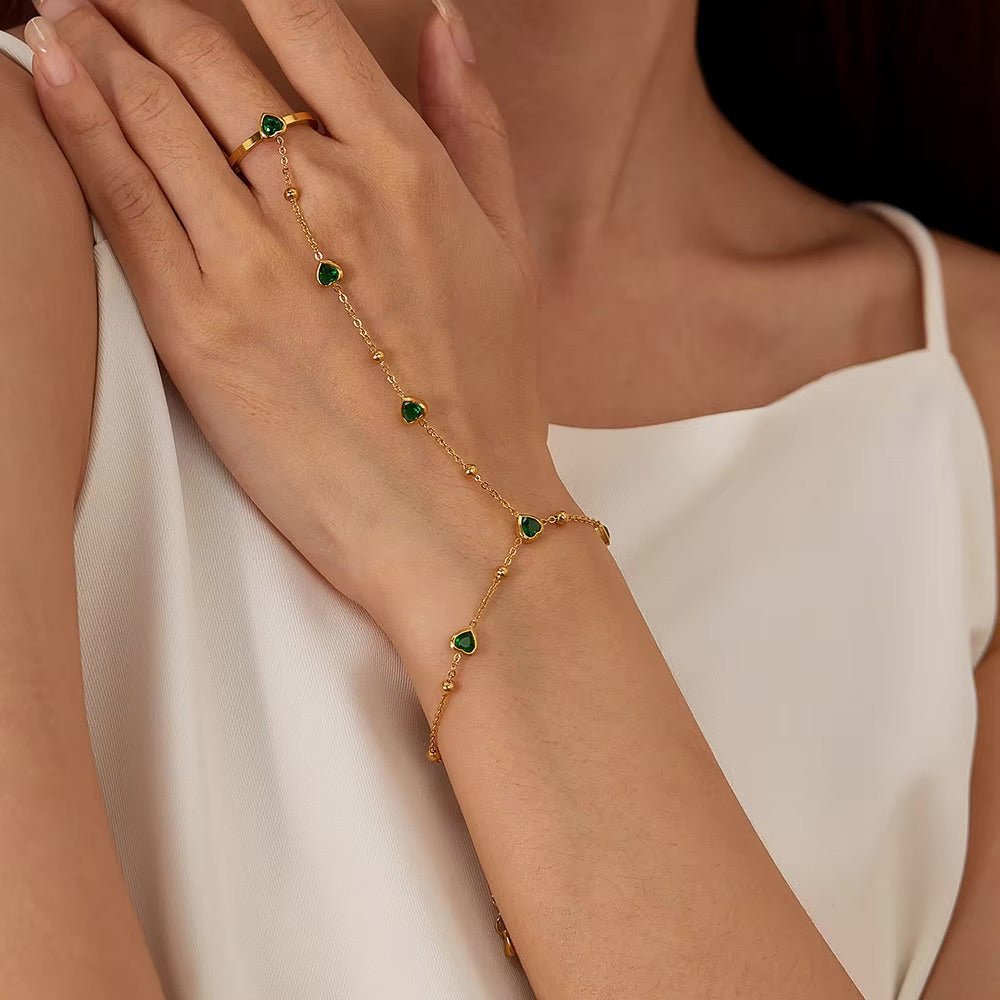 Gladys Emerald Heart Bracelet