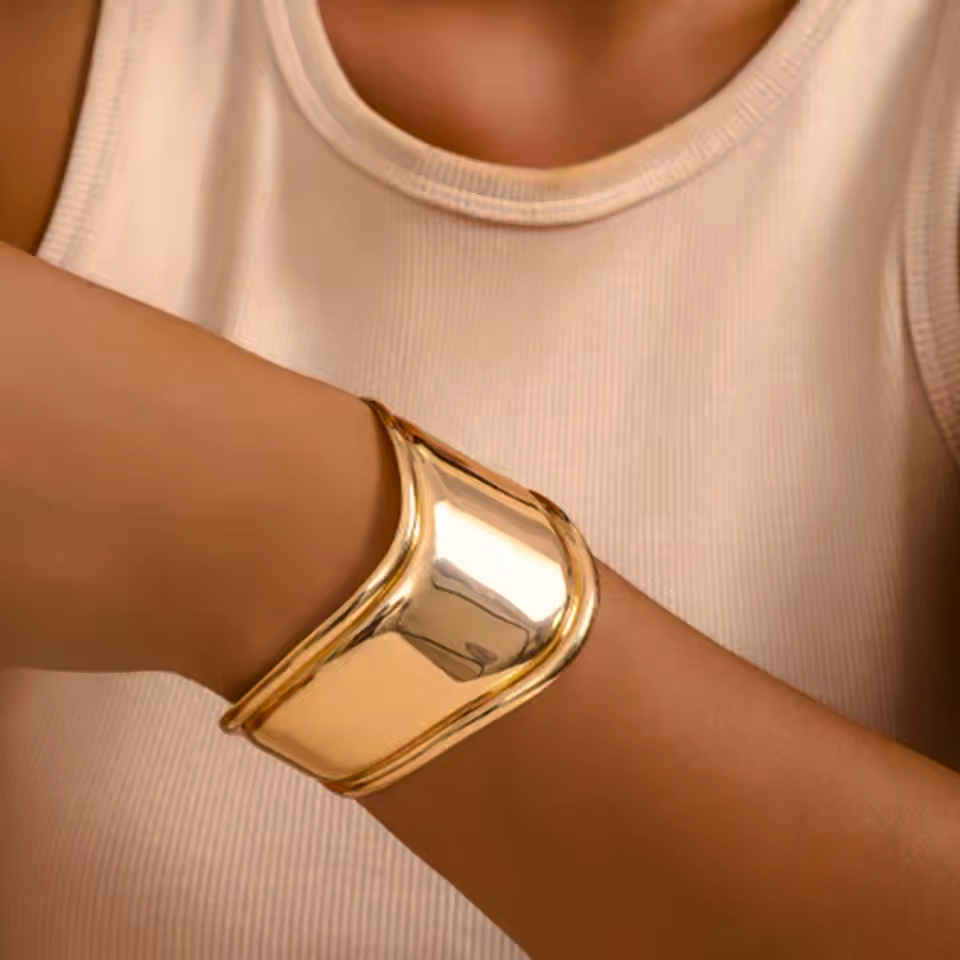 Izza Elegant Gold Cuff Bracelet