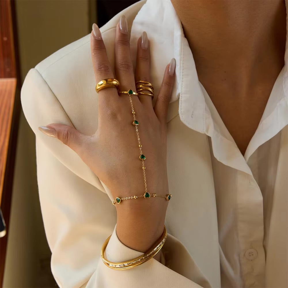 Gladys Emerald Heart Bracelet